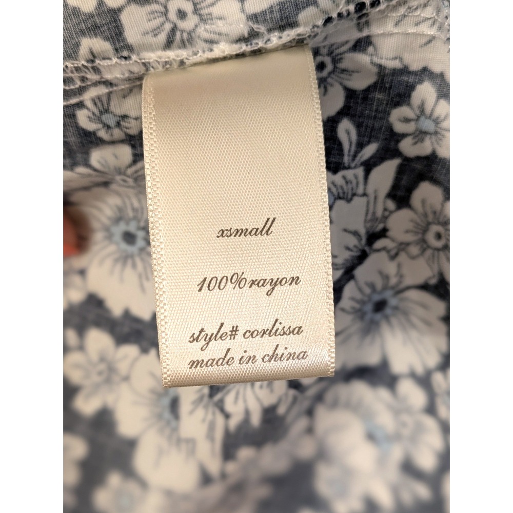 Altar'd State Corlissa‎ Floral Smocked Puff Sleeve Mini Dress Blue White XS - Picture 6 of 7